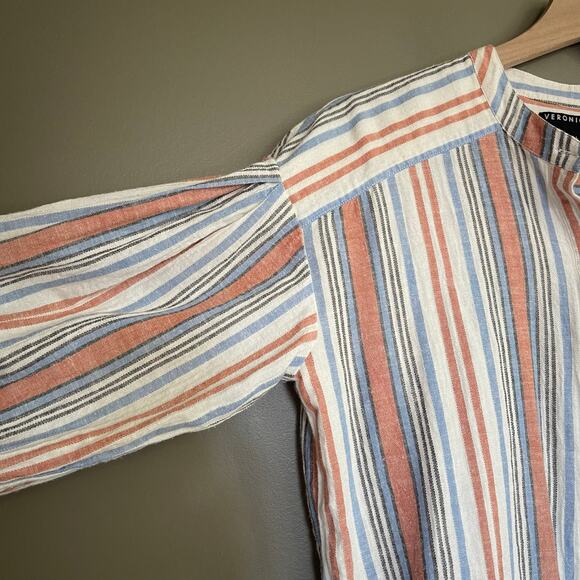 Veronica Beard Grove Striped Shirt Large Button Front Lightweight Gauzy Cotton - Picture 10 of 16